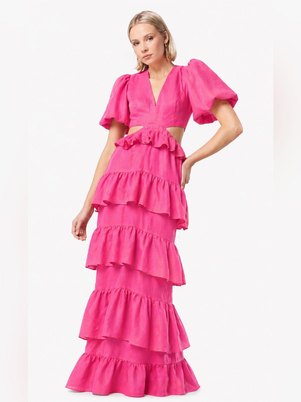 ELLIATT RIVIERA DRESS Vacation Maxi Dress Gown  in Fuchsia pink size S NWT $394